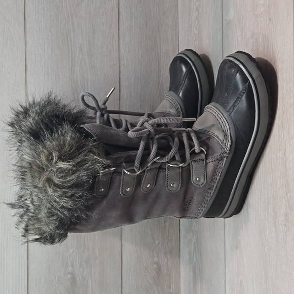 Sorel Women Tall Leather Insulated Fur Duck Boots shoes sz 7 - Picture 1 of 12